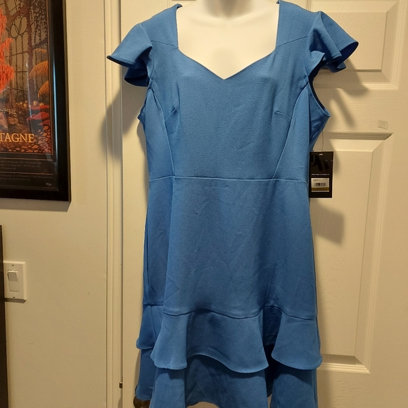 Nine West Women's Sleeveless V-Neck Drop-Waist Dress with Pleated Skirt. Size 14 - Picture 2 of 3